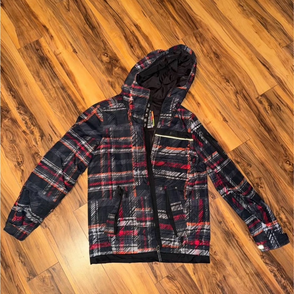 Kids Plaid Puffer Jacket with Hood